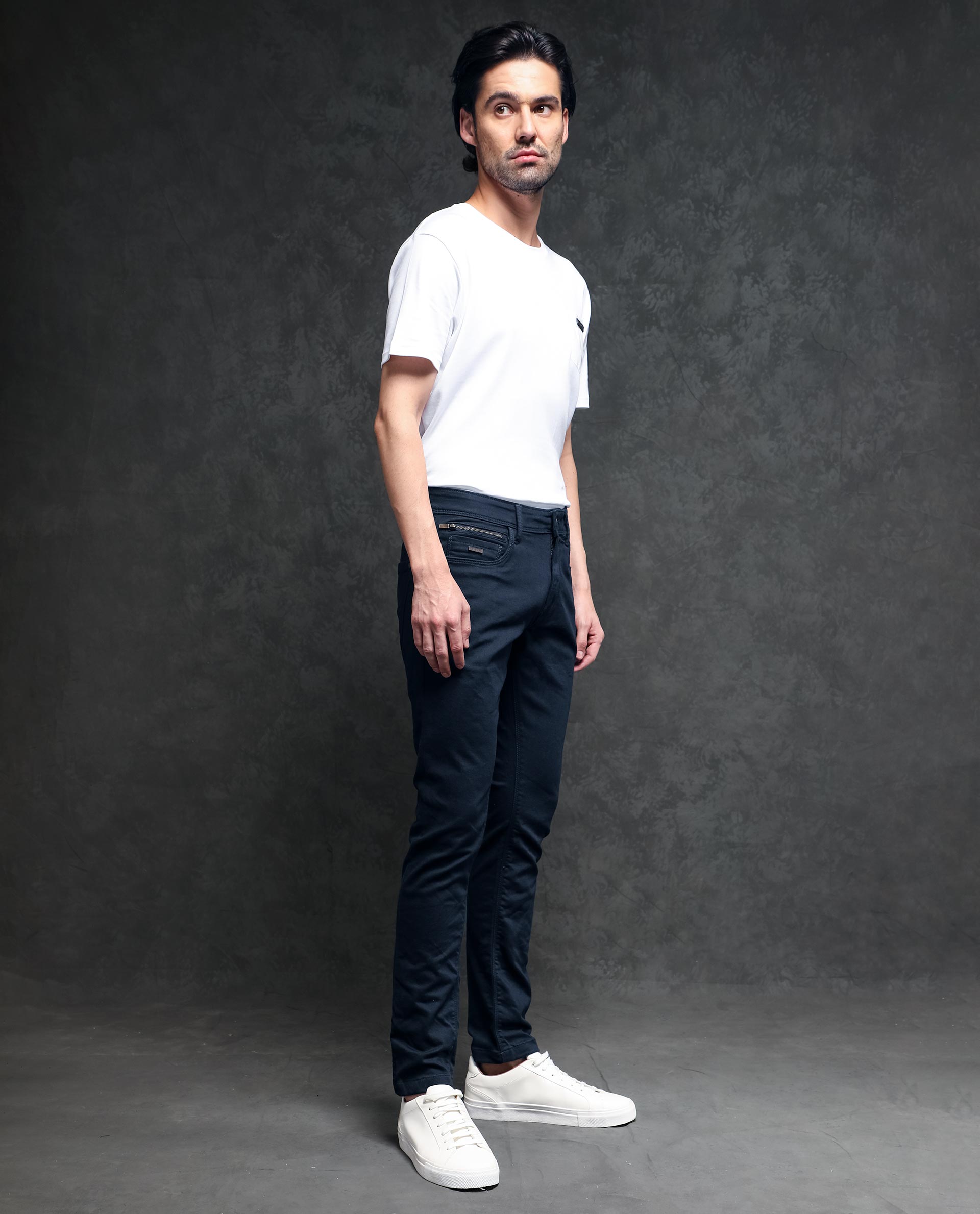 Rare Rabbit Men's Radley Navy Mid Wash Mid-Rise Regular Fit Jeans