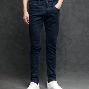 Rare Rabbit Men's Radley Navy Mid Wash Mid-Rise Regular Fit Jeans