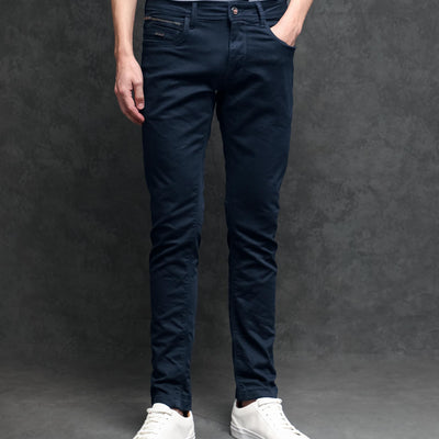 Rare Rabbit Men's Radley Navy Mid Wash Mid-Rise Regular Fit Jeans