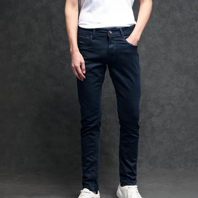 Rare Rabbit Men's Radley Navy Mid Wash Mid-Rise Regular Fit Jeans