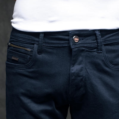 Rare Rabbit Men's Radley Navy Mid Wash Mid-Rise Regular Fit Jeans