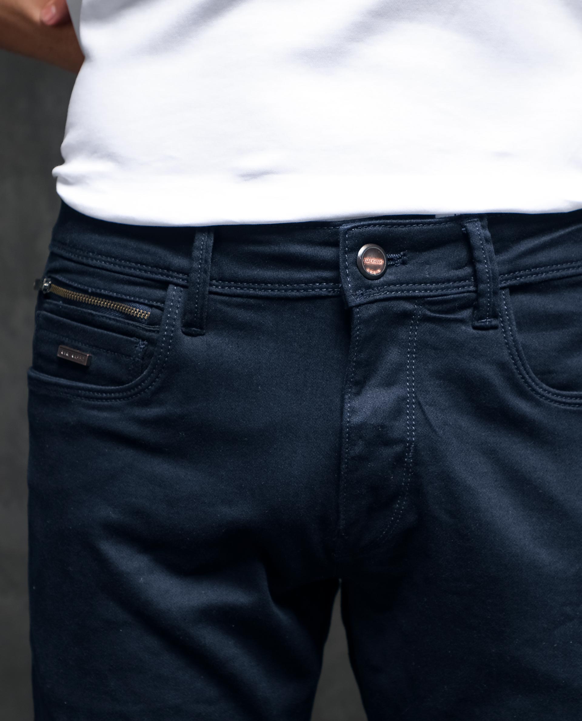 Rare Rabbit Men's Radley Navy Mid Wash Mid-Rise Regular Fit Jeans