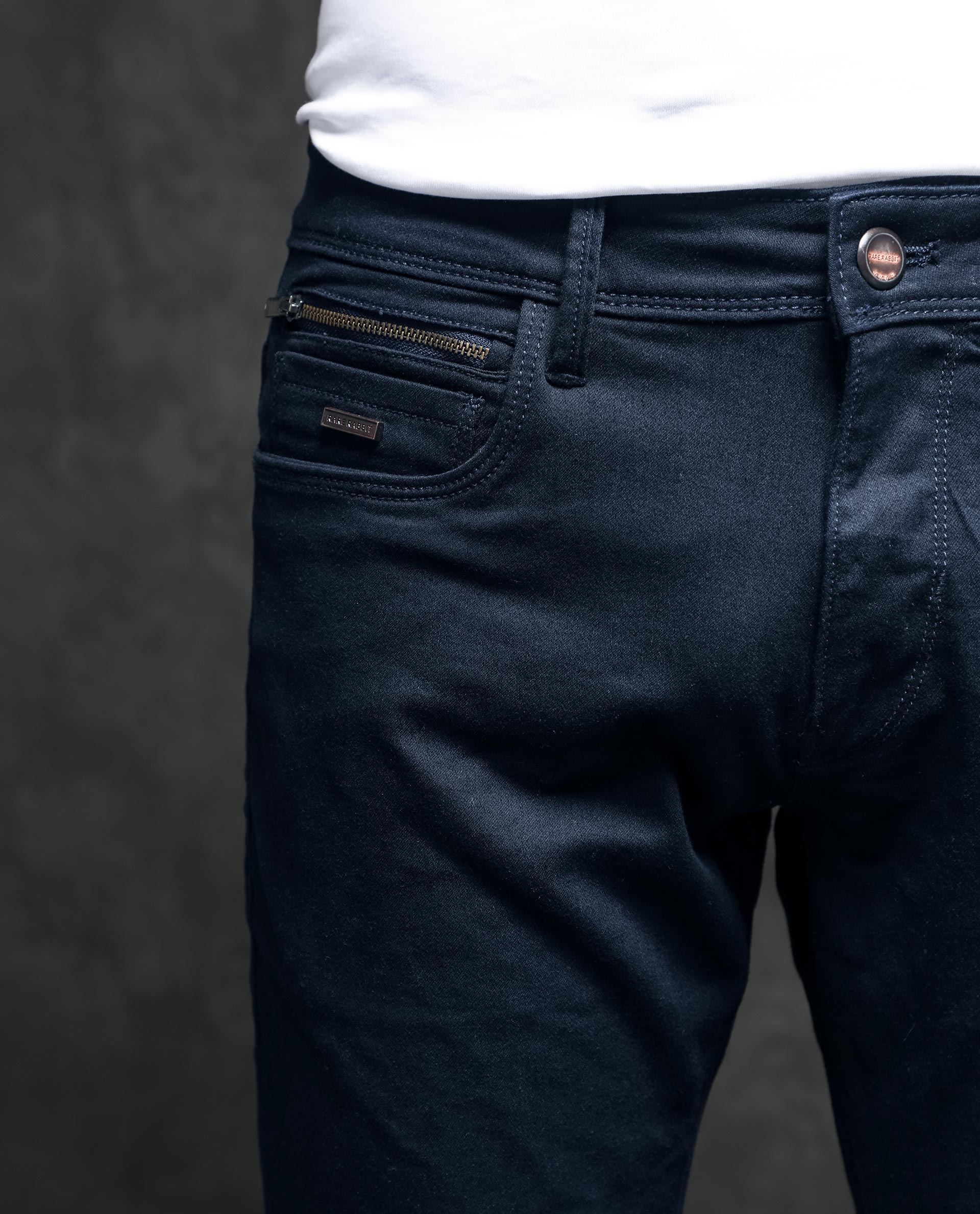 Rare Rabbit Men's Radley Navy Mid Wash Mid-Rise Regular Fit Jeans