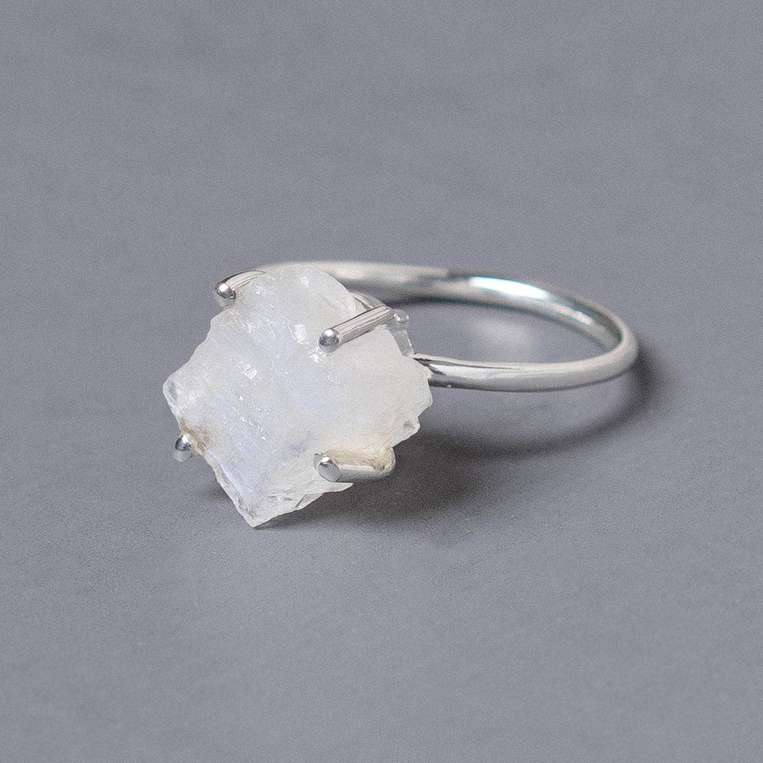 Rainbow Moonstone Raw Freeform Gold or Silver Ring