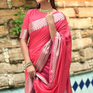 Taffy Pink Cotton Silk Saree