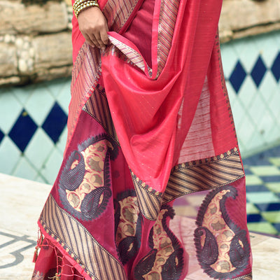Taffy Pink Cotton Silk Saree