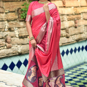 Taffy Pink Cotton Silk Saree