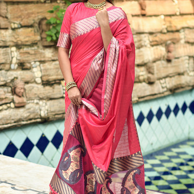 Taffy Pink Cotton Silk Saree