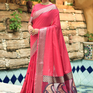 Taffy Pink Cotton Silk Saree