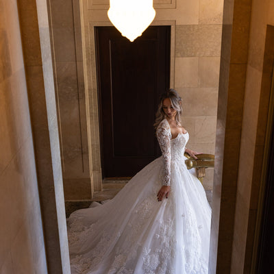Long Sleeve Strapless Bridal Gown by Rachel Allan RB6161