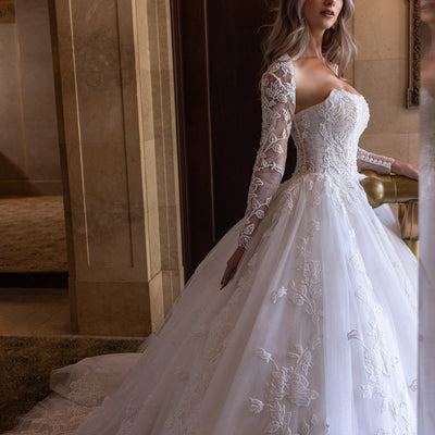 Long Sleeve Strapless Bridal Gown by Rachel Allan RB6161