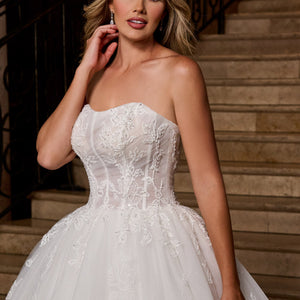 Long Sleeve Strapless Bridal Gown by Rachel Allan RB6161