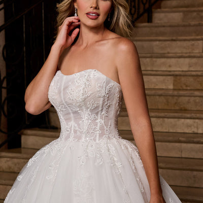 Long Sleeve Strapless Bridal Gown by Rachel Allan RB6161