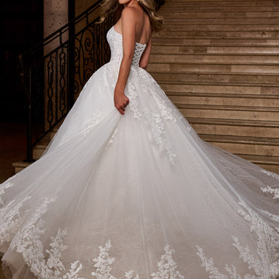 Applique Strapless Bridal Gown by Rachel Allan RB6166