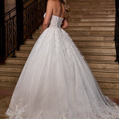 Applique Strapless Bridal Gown by Rachel Allan RB6166