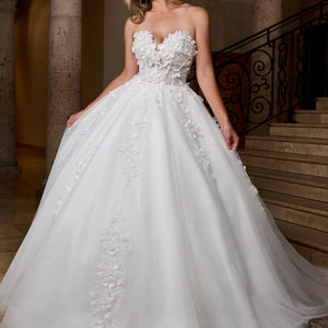 3D Floral Strapless Bridal Gown by Rachel Allan RB6167