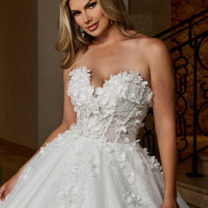 3D Floral Strapless Bridal Gown by Rachel Allan RB6167