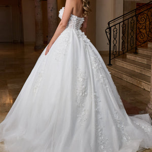 3D Floral Strapless Bridal Gown by Rachel Allan RB6167