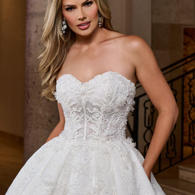 Applique Strapless Bridal Gown by Rachel Allan RB6168