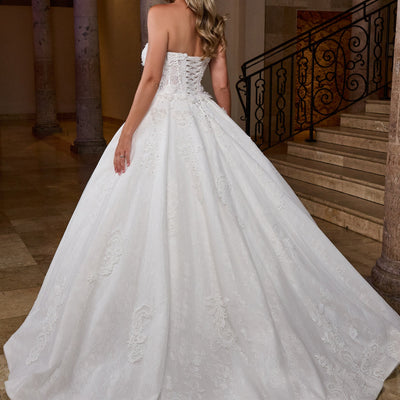 Applique Strapless Bridal Gown by Rachel Allan RB6168