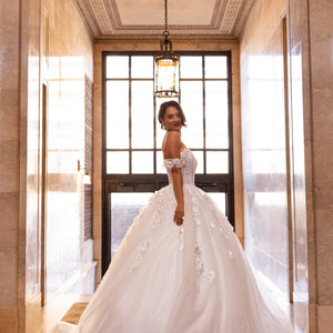 3D Floral Off Shoulder Bridal Gown by Rachel Allan RB6170