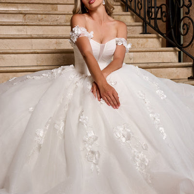 3D Floral Off Shoulder Bridal Gown by Rachel Allan RB6170