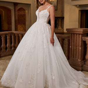 Applique V-Neck Bridal Gown by Rachel Allan RB6171