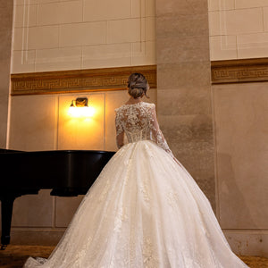 Applique Long Sleeve Bridal Gown by Rachel Allan RB6172