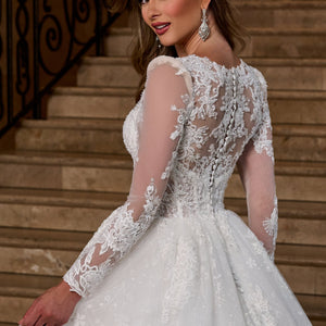 Applique Long Sleeve Bridal Gown by Rachel Allan RB6172