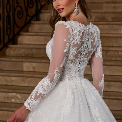 Applique Long Sleeve Bridal Gown by Rachel Allan RB6172