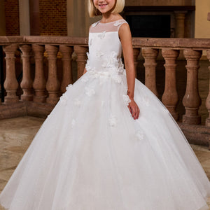 Girls 3D Butterfly Sleeveless Gown by Rachel Allan RB9165