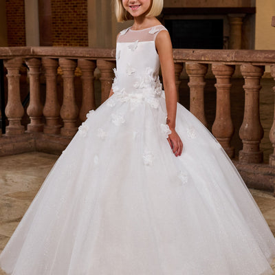 Girls 3D Butterfly Sleeveless Gown by Rachel Allan RB9165
