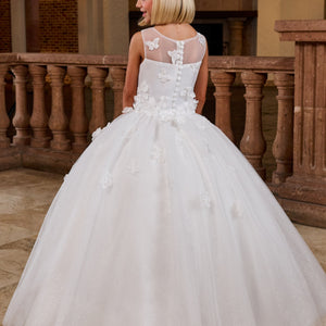 Girls 3D Butterfly Sleeveless Gown by Rachel Allan RB9165