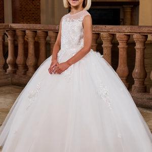 Girls Illusion Sleeveless Gown by Rachel Allan RB9168
