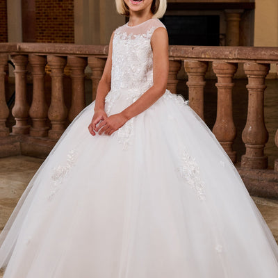 Girls Illusion Sleeveless Gown by Rachel Allan RB9168