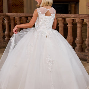 Girls Illusion Sleeveless Gown by Rachel Allan RB9168