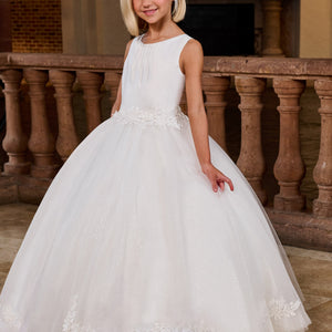 Girls Applique Sleeveless Gown by Rachel Allan RB9169