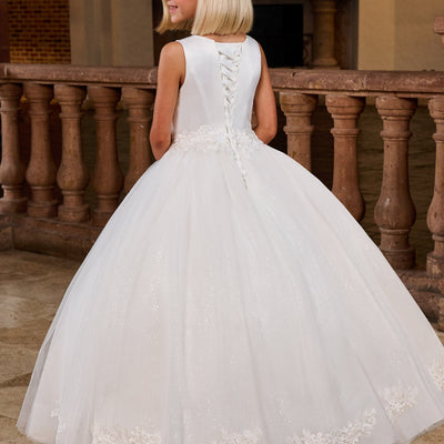 Girls Applique Sleeveless Gown by Rachel Allan RB9169