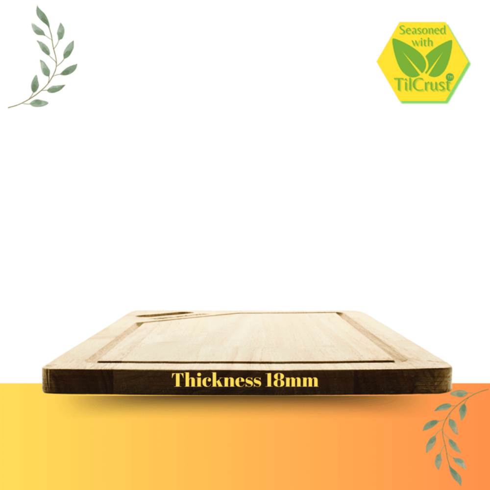 Trilonium Rubberwood Cutting Chopping board 15.5 inches | Brown | 1 Pc