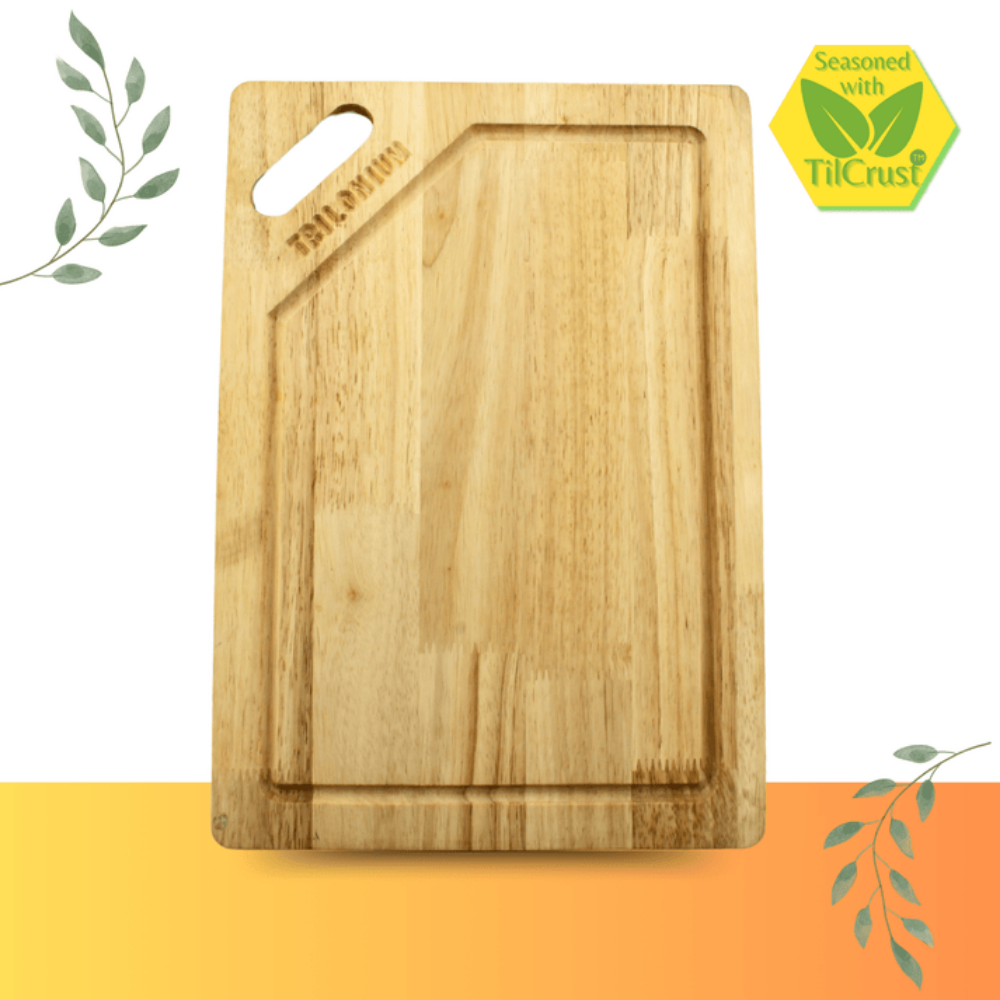 Trilonium Rubberwood Cutting Chopping board 15.5 inches | Brown | 1 Pc