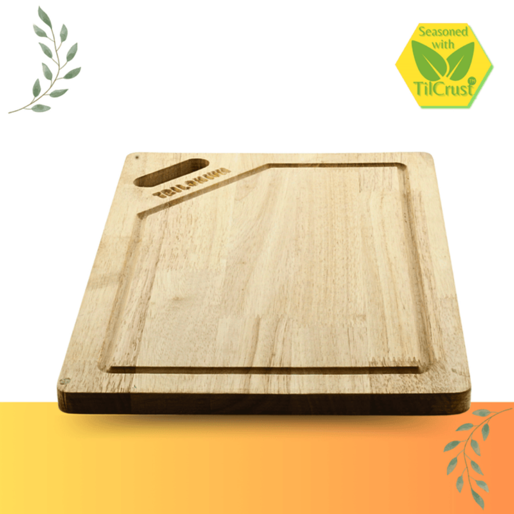 Trilonium Rubberwood Cutting Chopping board 15.5 inches | Brown | 1 Pc