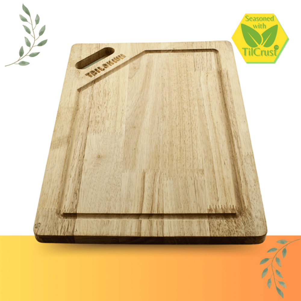 Trilonium Rubberwood Cutting Chopping board 15.5 inches | Brown | 1 Pc