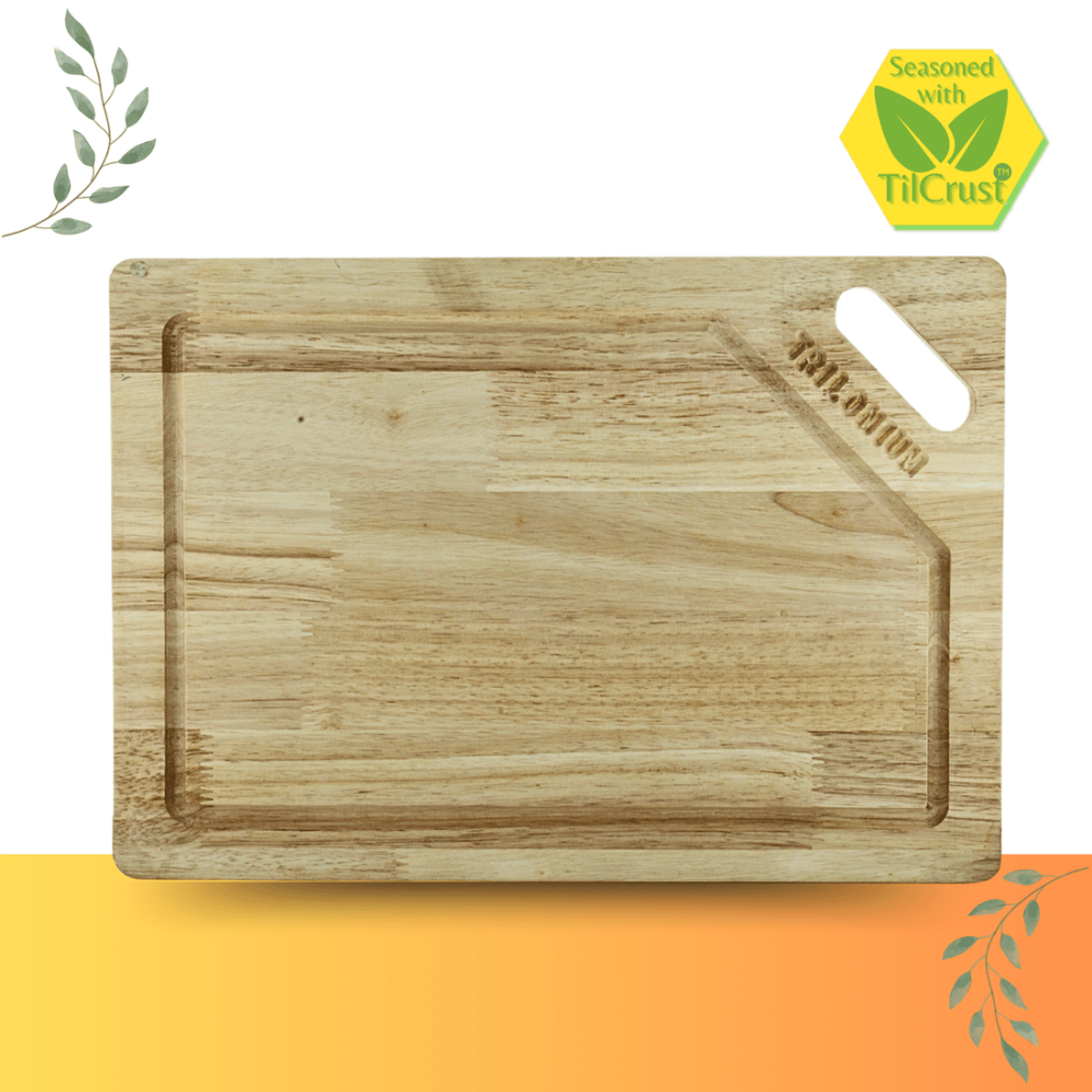 Trilonium Rubberwood Cutting Chopping board 15.5 inches | Brown | 1 Pc