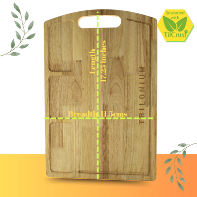 Trilonium Rubberwood Cutting Chopping board 17.25 Inches | Brown | 1 Pc