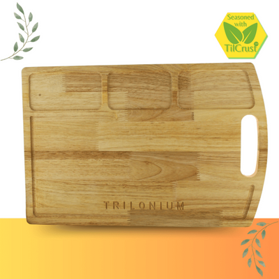 Trilonium Rubberwood Cutting Chopping board 17.25 Inches | Brown | 1 Pc