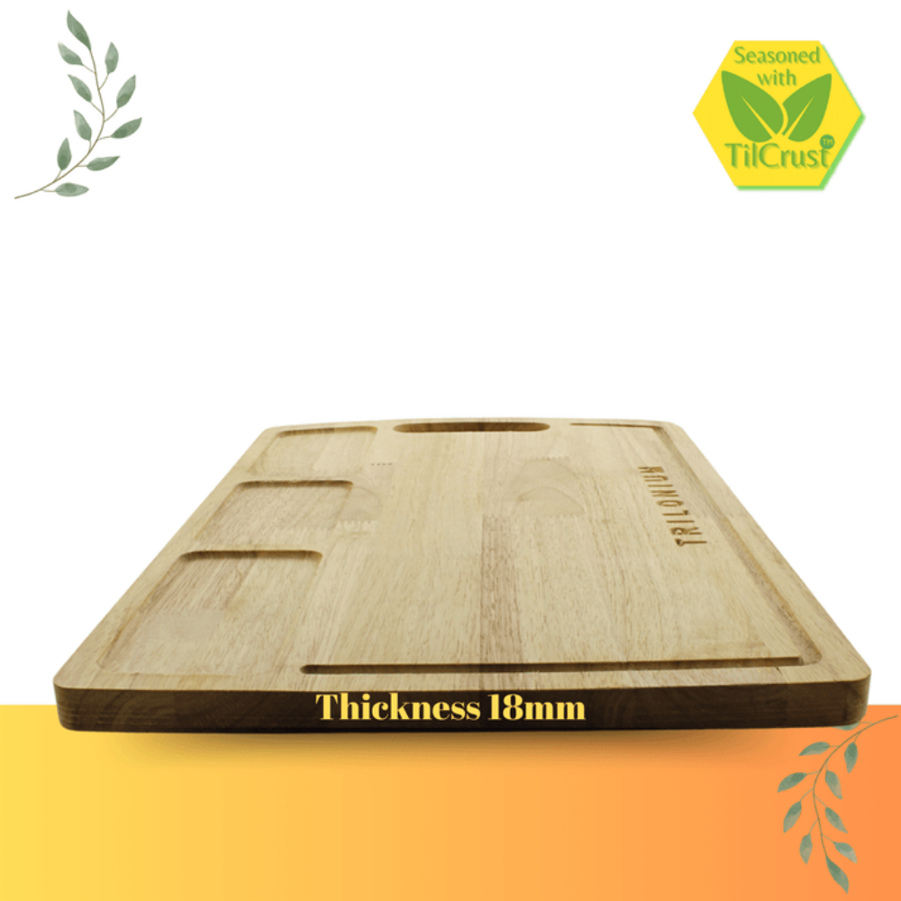 Trilonium Rubberwood Cutting Chopping board 17.25 Inches | Brown | 1 Pc