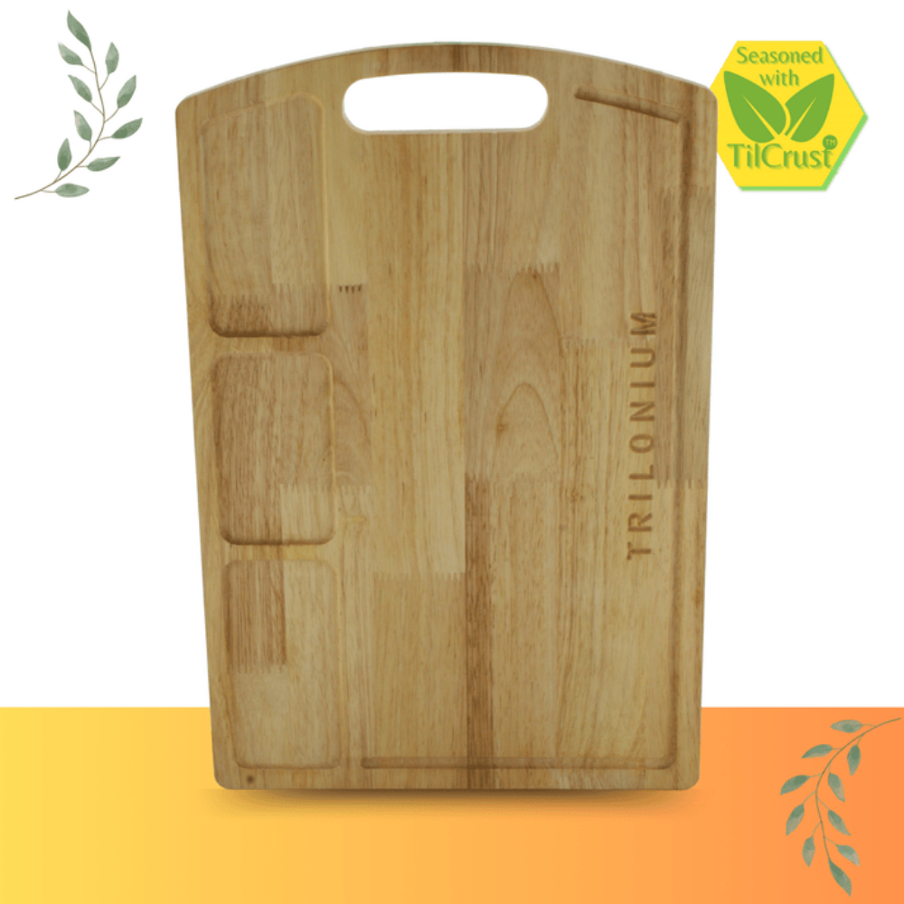 Trilonium Rubberwood Cutting Chopping board 17.25 Inches | Brown | 1 Pc