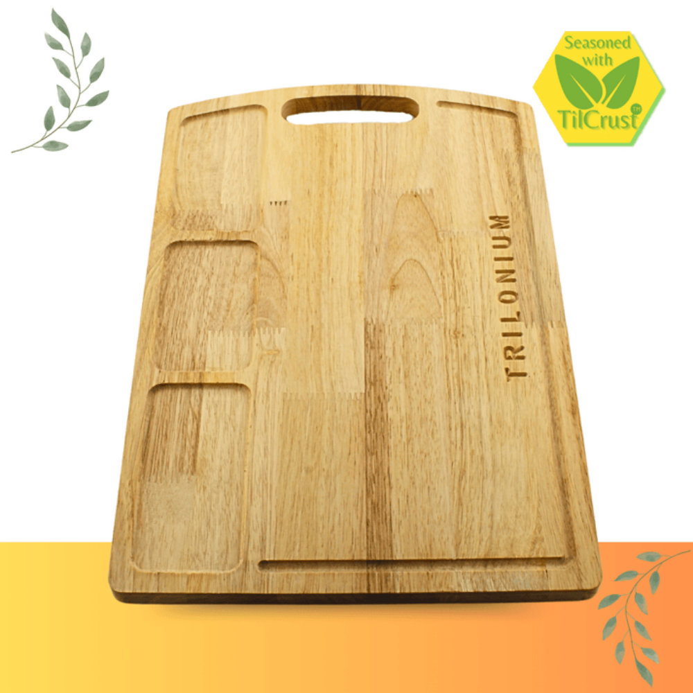 Trilonium Rubberwood Cutting Chopping board 17.25 Inches | Brown | 1 Pc