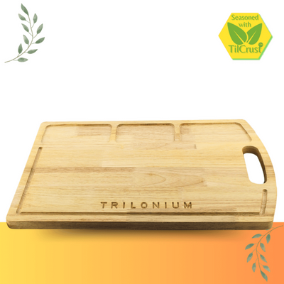 Trilonium Rubberwood Cutting Chopping board 17.25 Inches | Brown | 1 Pc
