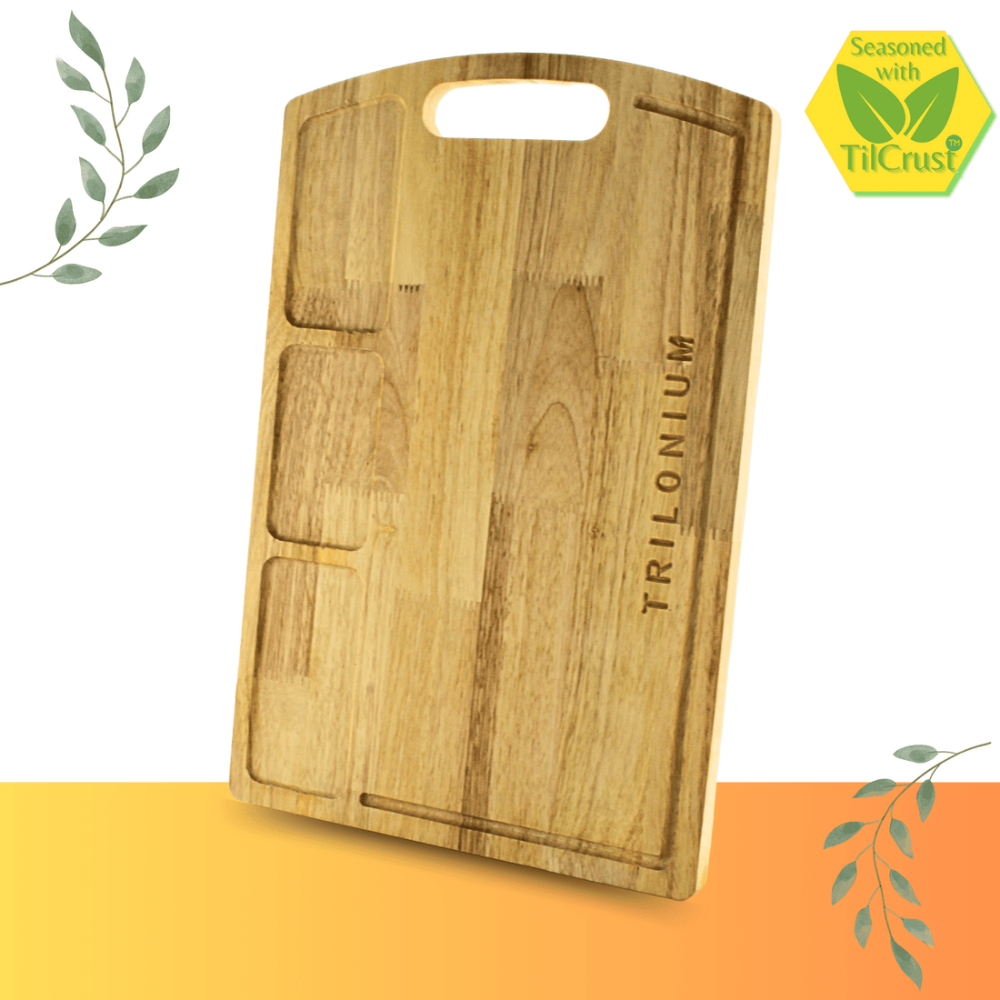Trilonium Rubberwood Cutting Chopping board 17.25 Inches | Brown | 1 Pc